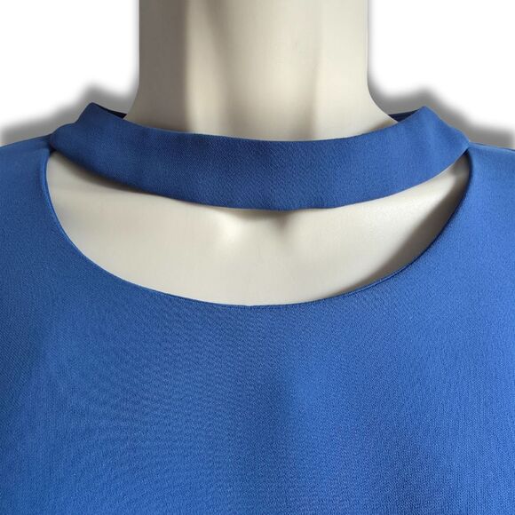 CHICO'S Royal Blue Choker Bell Sleeve Top M - Picture 4 of 11
